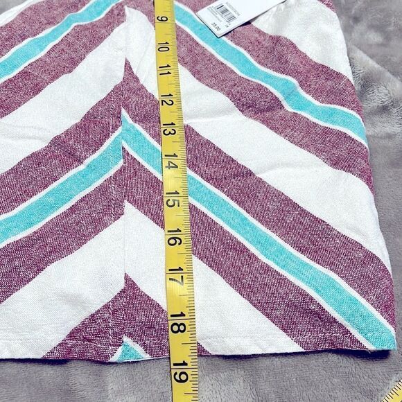 bp Red Mitered Stripe Linen Crop Top - Picture 6 of 6